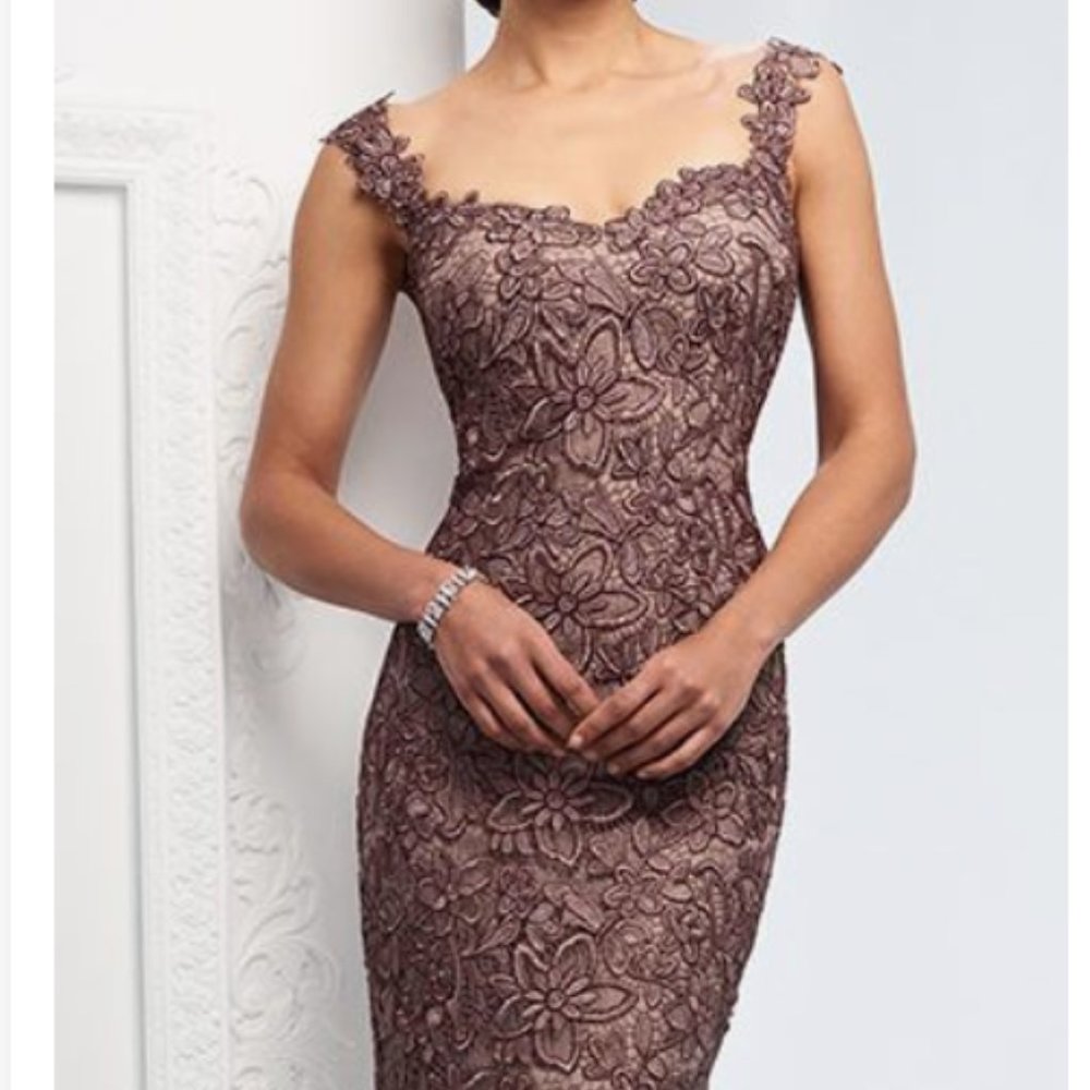 Rose colored lace Mother of the Bride Dress - Ivonne D by Mon Cheri with matchin